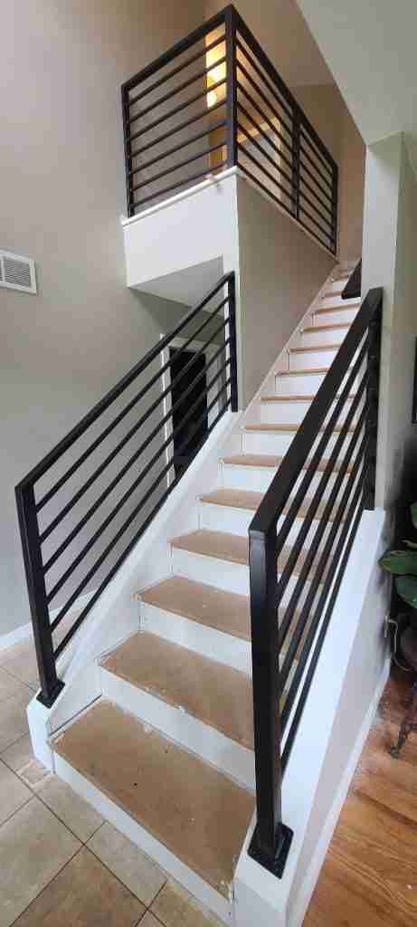 Custom powder-coated interior railing